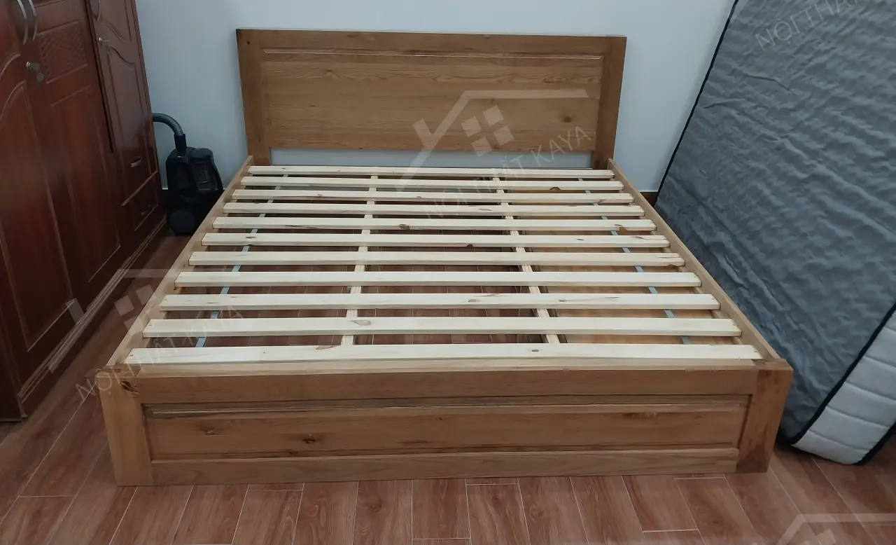 Giường Ngủ 2 Ngăn Kéo Kiểu Nhật Gỗ Sồi Mỹ 1.8M