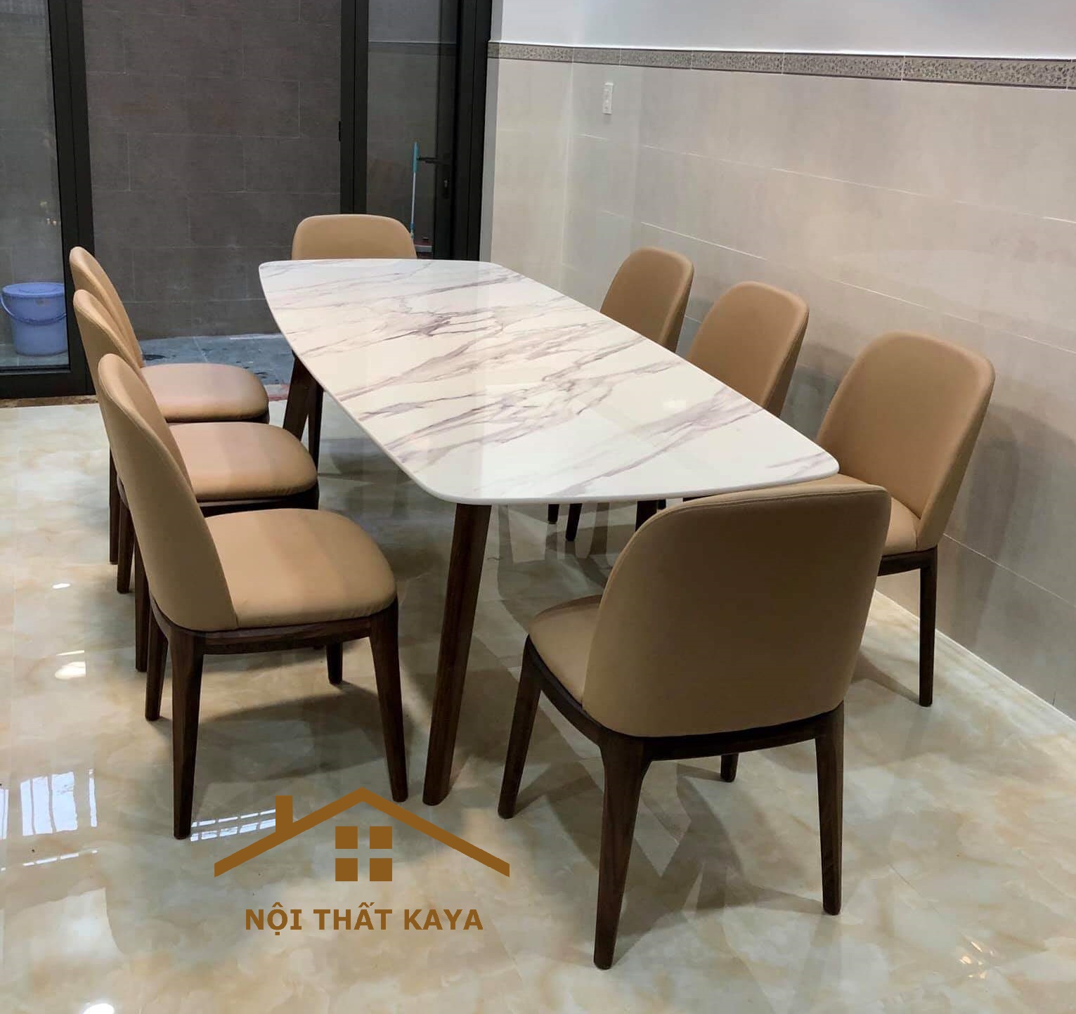 Bộ Bàn Ăn 8 Ghế Mặt Đá Nhập Khẩu Doxa BAK - 06