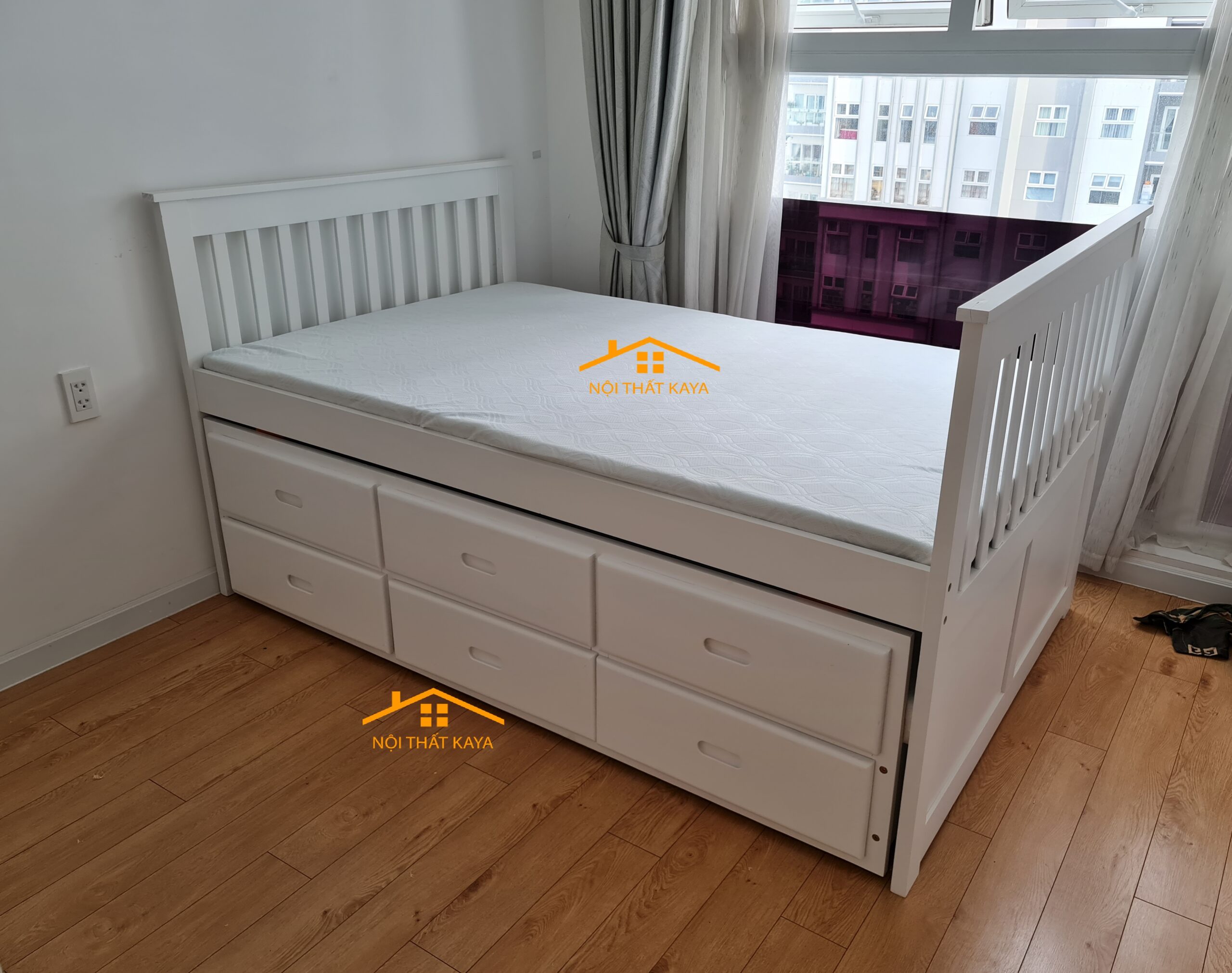 Giường Hộp 2 Tầng Xuất Khẩu GT092 (1m2) - Nâu