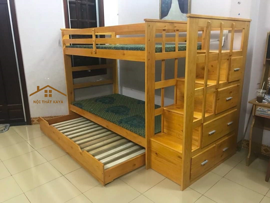 Giường 3 Tầng Xuất Khẩu Ali (1m-1m-1m) - Vàng