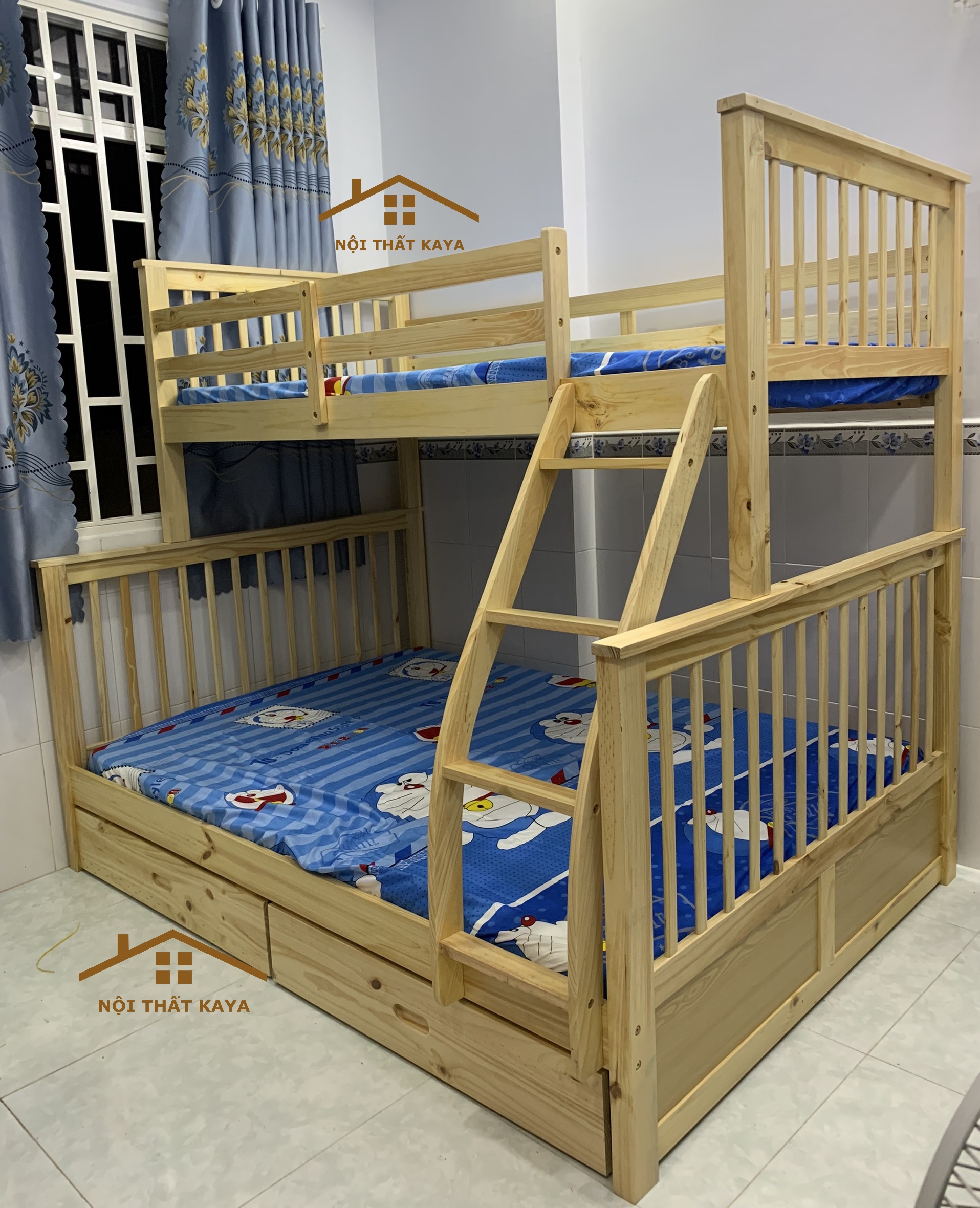Giường 2 Tầng Xuất Khẩu GT028 (1m-1m4) - Nâu