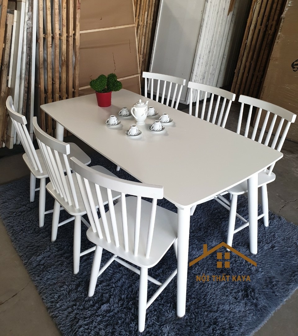Set Bàn Ăn 6 Ghế Sunny (Trắng) BAK-602