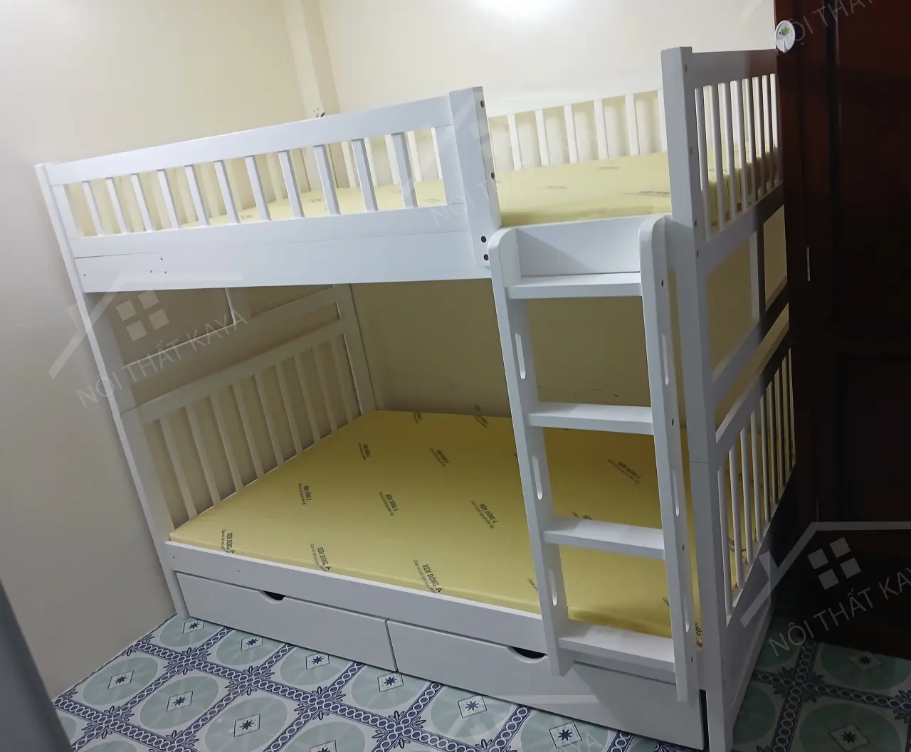 Giường 2 Tầng Xuất Khẩu Unit 1M2 (2 Hộc Kéo) - Tự Nhiên