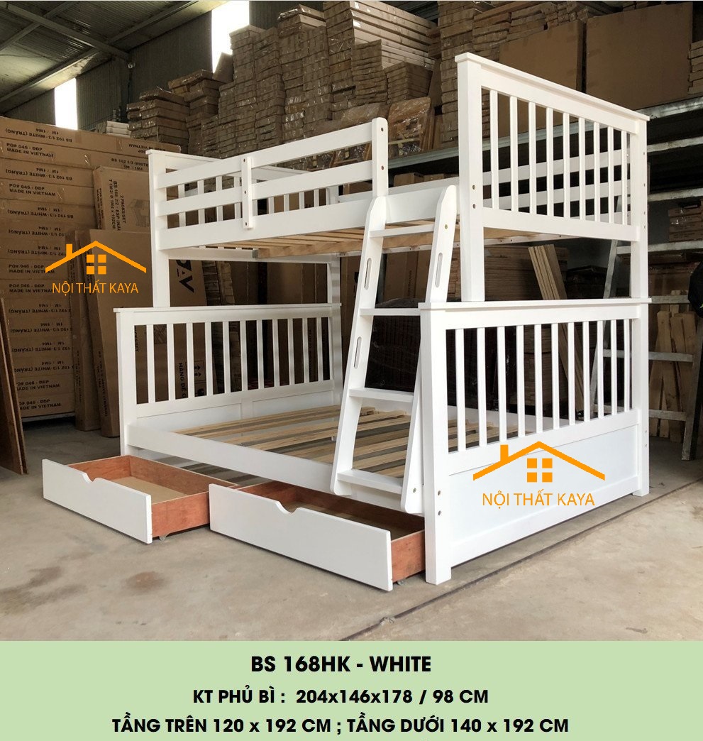 Giường 2 Tầng Xuất Khẩu BF228 (1m2-1m4) - Trắng