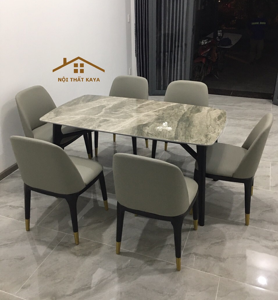 Bộ Bàn Ăn Mặt Đá Ceramic Nhập Khẩu 6 Ghế Doxa BAK - 09