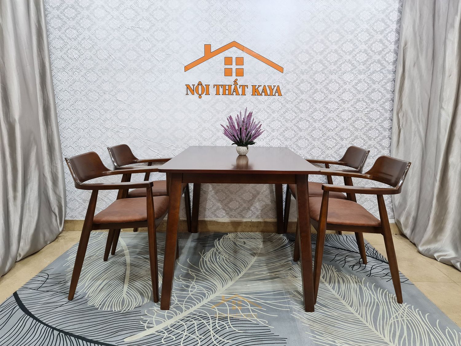 Bộ bàn 4 ghế Hirosima 1m2 màu nâu