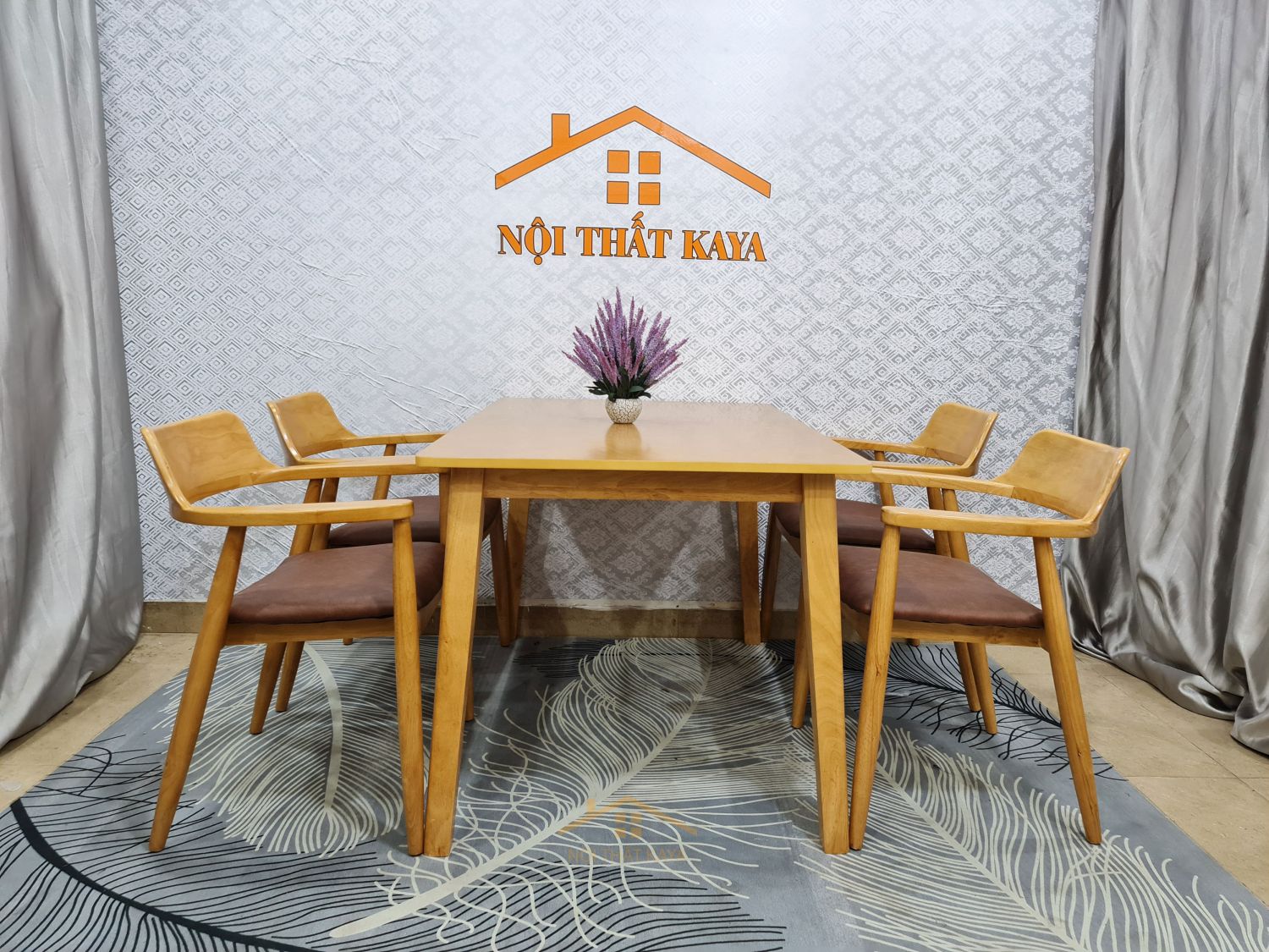 Bộ bàn 4 ghế Hirosima 1m2 tự nhiên