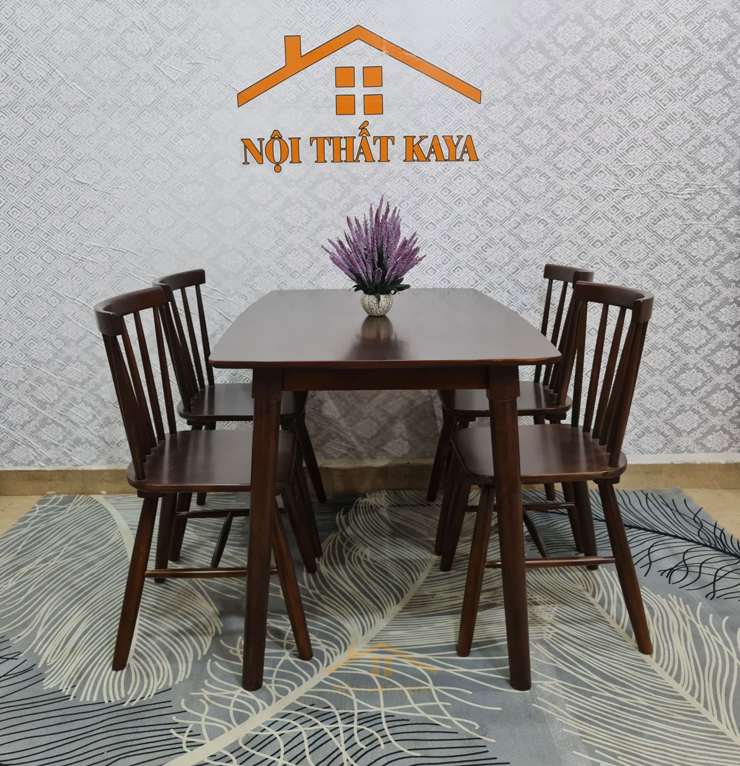 Bộ bàn 4 ghế Sunny 1m2 màu nâu