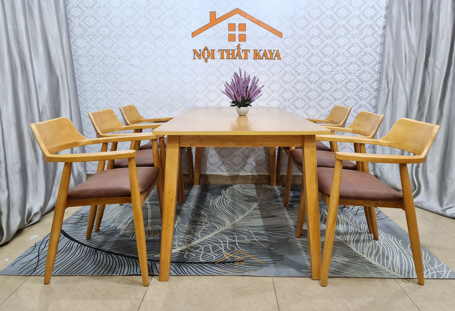 Bộ bàn 6 ghế Hirosima 1m6 gỗ tự nhiên