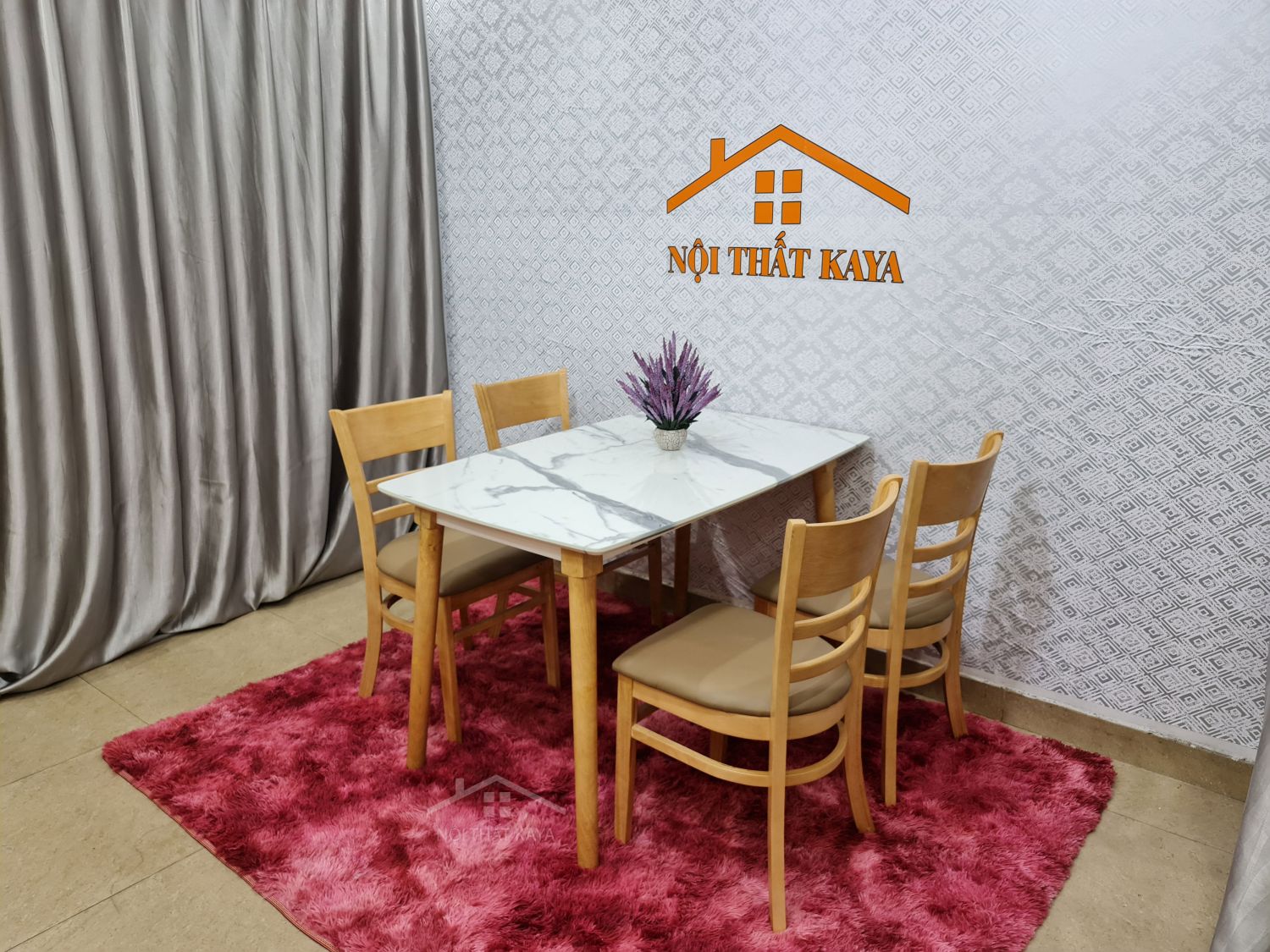 Bộ bàn 4 ghế Mostar giả đá màu gỗ tự nhiên