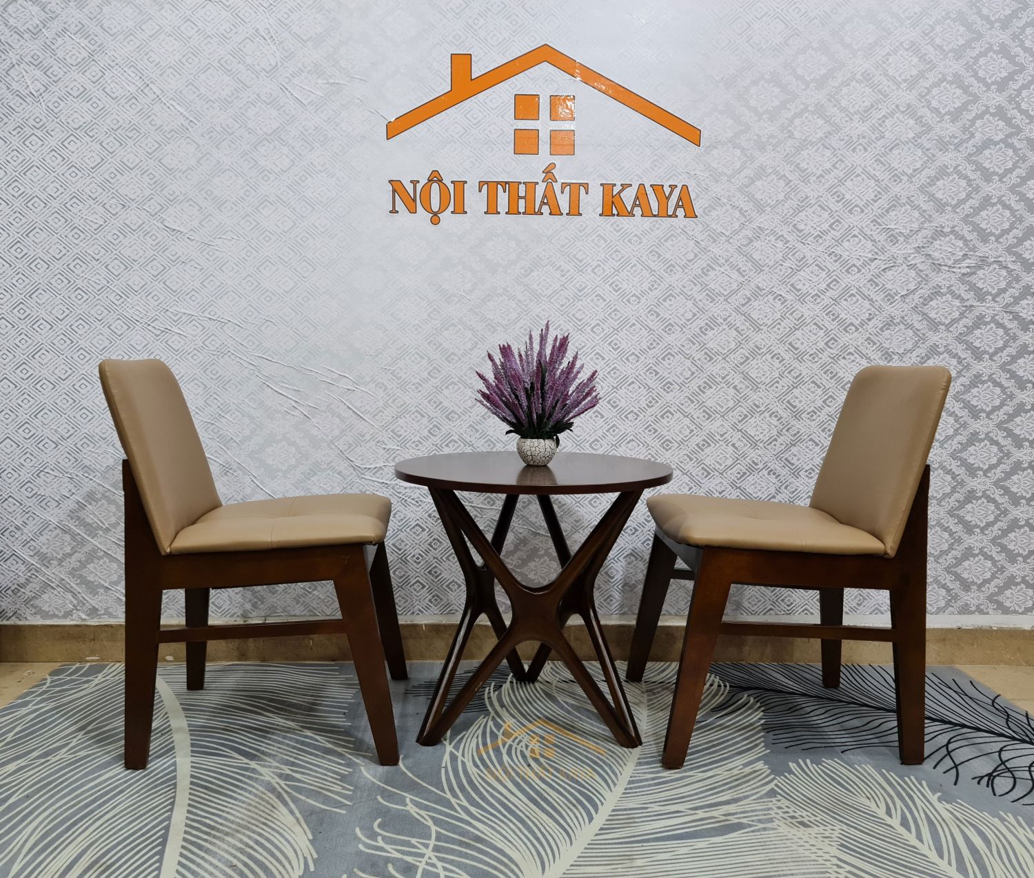 Bộ bàn mặt đá 6 ghế Baby chân M màu nâu