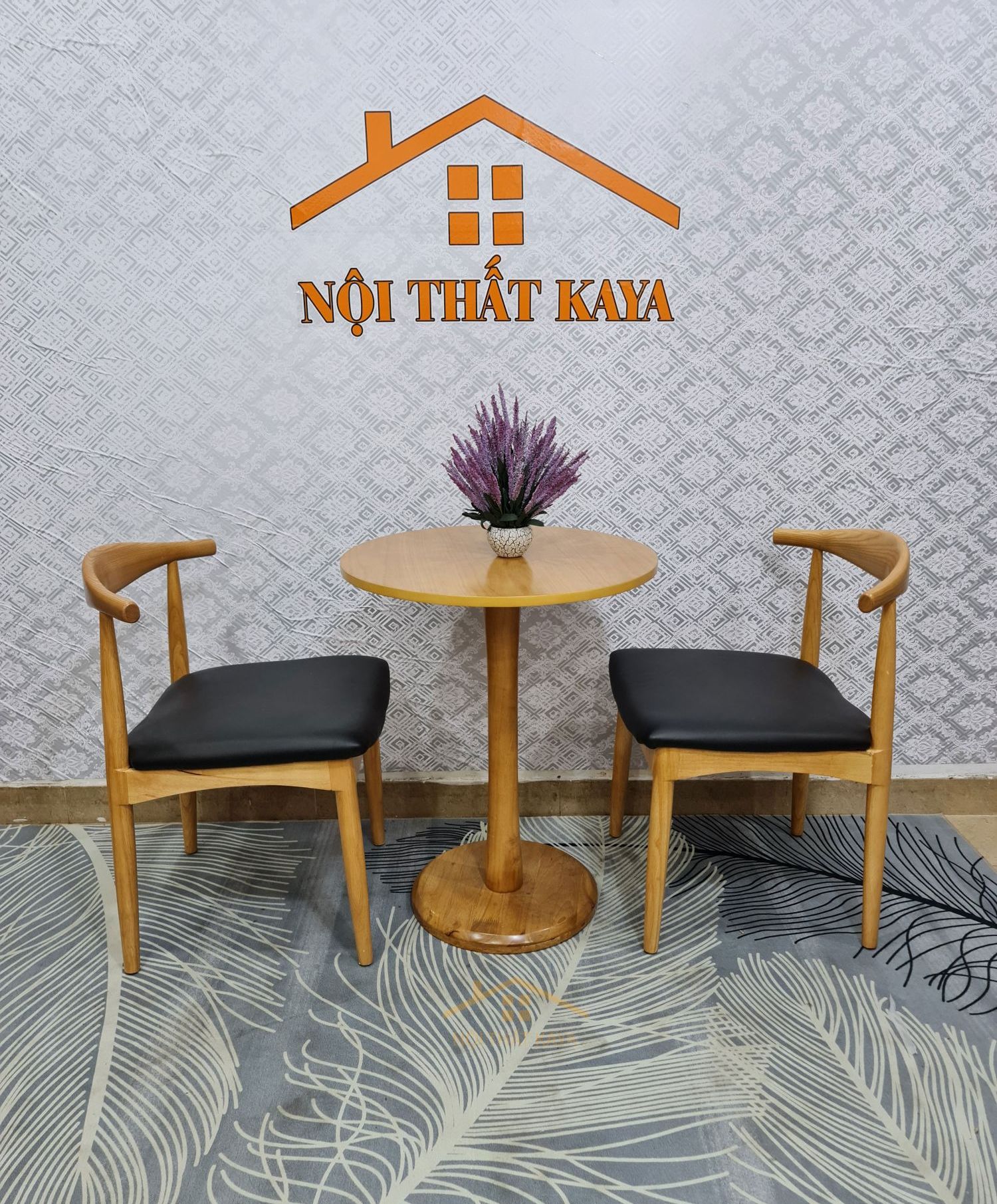 Bộ bàn mặt đá 6 ghế Baby chân M màu nâu
