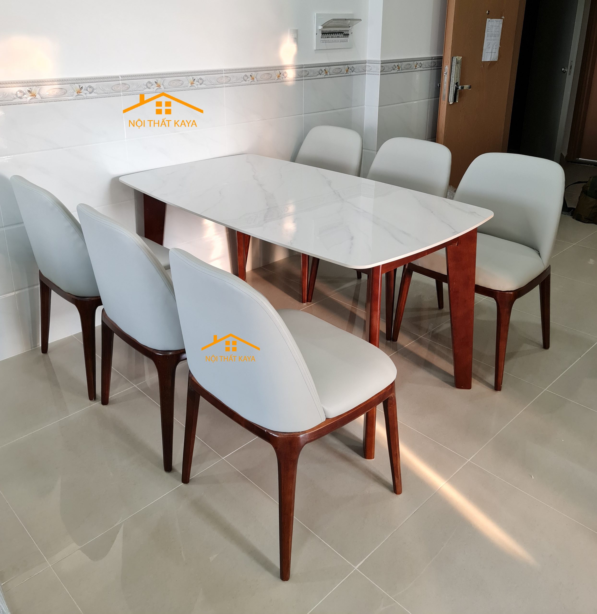 Bộ Bàn Ăn Mặt Đá Ceramic Nhập Khẩu 6 Ghế Doxa BAK - 10