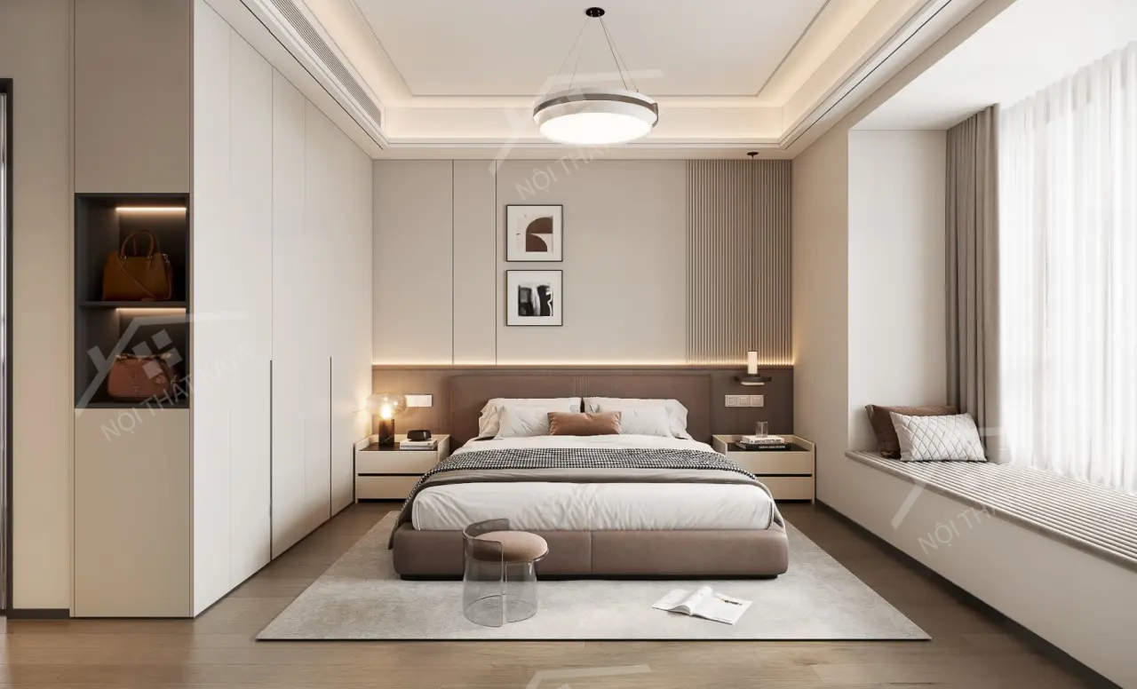 Bộ nội thất phòng ngủ HDF PN007 (Giường - Bàn làm việc - Tủ đầu giường - Bàn trang điểm)