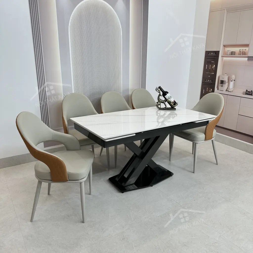 Bộ Bàn Ăn Mặt Đá Thông Minh Mở Rộng K44  – 6 Ghế ALIX