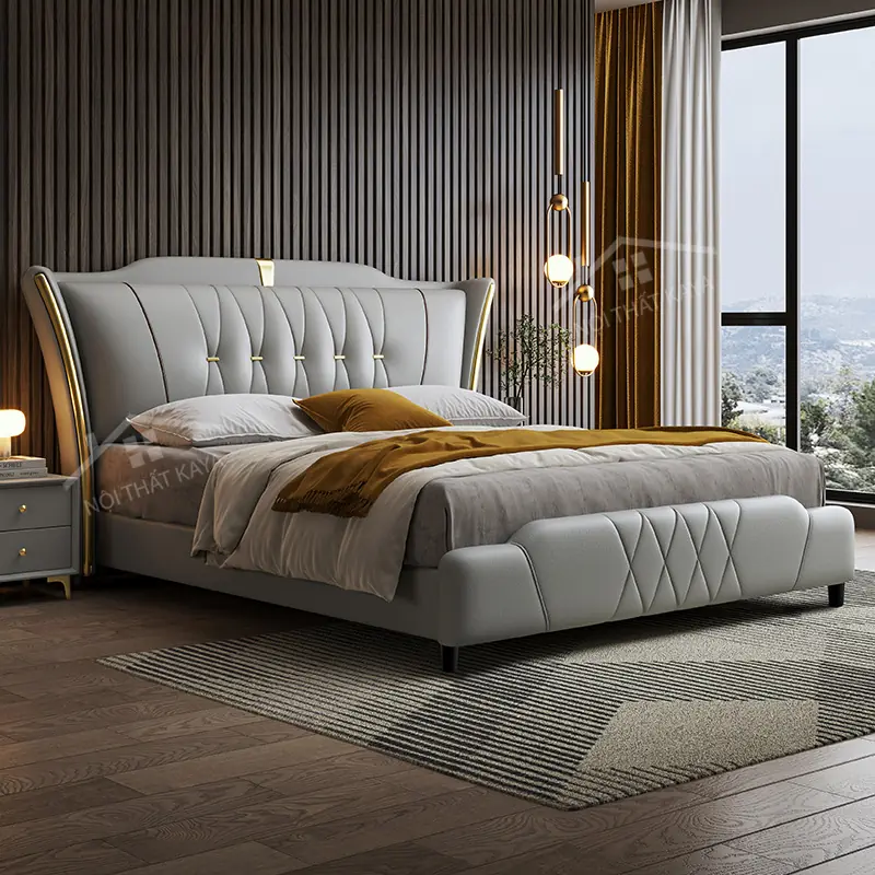 Giường bọc nệm đầu kiểu GNDK028